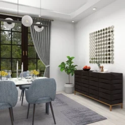 Contemporary Bold Facet Carved Wood Buffet Cabinet Brown - Olivia & May -Olivia & May GUEST 459a0ce3 1144 4245 baf8 c6a69631ec74