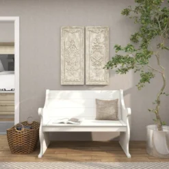 Set Of 2 Resin Geometric Carved Arabesque Wall Decors Beige - Olivia & May -Olivia & May GUEST 45f2d4df bd04 4f98 84dd 1d6de2959faf