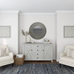 Farmhouse Metal Wall Mirror Gray - Olivia & May -Olivia & May GUEST 4707c4bd 58f3 4500 95c2 903a255668ea