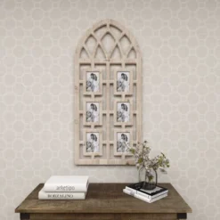 Wood 6 Slot Wall Photo Frame With Window Arch Shape Light Brown - Olivia & May -Olivia & May GUEST 4767a2b7 6329 4b9d 9242 3b85f8a9d5a4