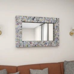 Glass Handmade Recycled Magazine Frame Wall Mirror Multi Colored - Olivia & May -Olivia & May GUEST 4835e39f 2ef4 4503 b97a e944c2a006a6