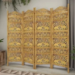 Traditional 4 Panel Fine Carved Room Divider Screen Gold - Olivia & May -Olivia & May GUEST 483d9c65 1d2f 40e1 8533 f6fa261dbb2e