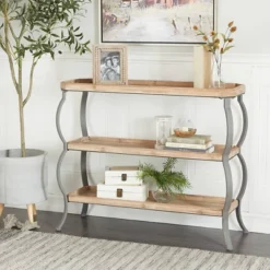 Rustic Metal Console Table With Shelves Brown - Olivia & May -Olivia & May GUEST 48b05c95 67a8 4c09 850b 5da4af256146