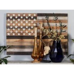Wood American Flag Handmade Wall Decor Dark Brown - Olivia & May -Olivia & May GUEST 49709f7a 23f9 42e7 9e57 930edb4e7b89