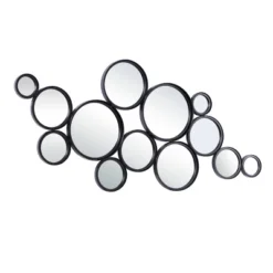 Metal Bubble Cluster Round Wall Mirror Black - Olivia & May