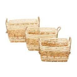 Set Of 3 Contemporary Sea Grass Storage Baskets Brown - Olivia & May -Olivia & May GUEST 498362d2 b6a4 4285 b2b9 eaf6fbdc33dd