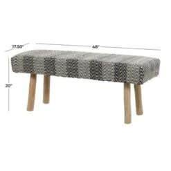 Bohemian Wood Cotton Upholstered Bench - Olivia & May -Olivia & May GUEST 49e5dafe 2e67 46cd 85c6 62b4349bc17c