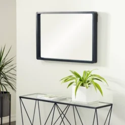 36" X 36" Contemporary Wood Rectangle Wall Mirror Black - Olivia & May