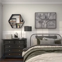 Industrial Wood Wall Shelf Black - Olivia & May -Olivia & May GUEST 4a6882a5 eb43 451c a7b2 c76cd330b8c6