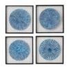 Wood Starburst Radial Plates Framed Wall Art With Black Frame Set Of 4 Blue - Olivia & May