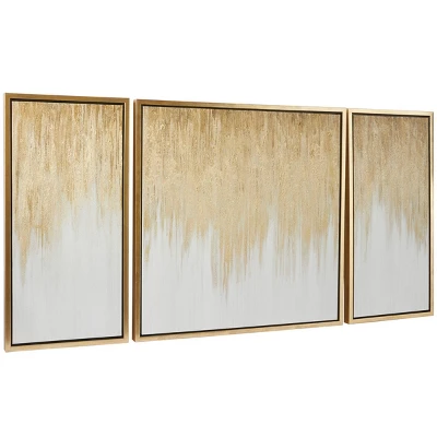 Set Of 3 Canvas Geode Ombre Framed Wall Arts With Gold Frame - Olivia & May 3 Set Of 3 Canvas Geode Ombre Framed Wall Arts With Gold Frame - Olivia & May