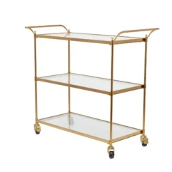 Modern 3 Shelf Metal Bar Cart Brass - Olivia & May -Olivia & May GUEST 4a9e3480 5a4c 42b9 9d13 2adb0b6fa38f