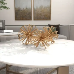 Set Of 3 Geometric 3D Star Metal Sculptures Gold - Olivia & May -Olivia & May GUEST 4b805210 202b 4d43 a84c 08e15dd9bfc2