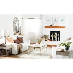 Wood Window Pane Inspired Wall Mirror With Arched Top Cream - Olivia & May -Olivia & May GUEST 4baa7255 e4c1 4030 a366 843a05fb161d