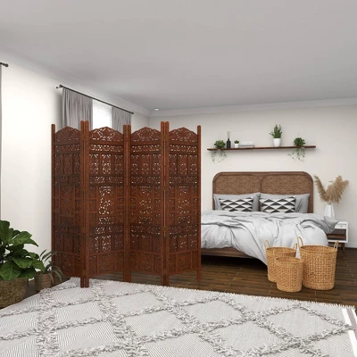 Traditional Wood Room Divider Screen Red - Olivia & May 9 Traditional Wood Room Divider Screen Red - Olivia & May - Image 7
