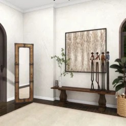 Rustic Wood Floor Mirror Brown - Olivia & May -Olivia & May GUEST 4c50bfa0 dd9a 4cb7 aff9 a22d7fb3faf9