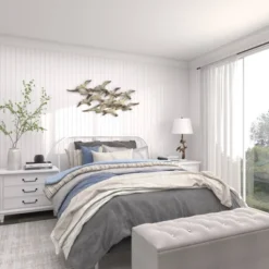 Metal Bird Flying Flock Of Wall Decor White - Olivia & May -Olivia & May GUEST 4c6c384d 3020 4ceb 88b8 1bc4e4beb250