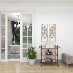 Metal Leaf Tall CutOut Wall Decor With Gold Frame Set Of 2 Gold - Olivia & May -Olivia & May GUEST 4d23eb49 be2f 4d47 98a2 e8420a724a75