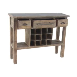 Farmhouse Wooden Wine Console With Drawers Brown - Olivia & May -Olivia & May GUEST 4d3bde9f c5f2 4ce9 96c2 ce906ea17a62