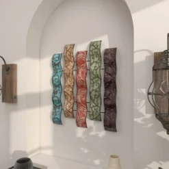 Metal Abstract 5 Wavy Panels Wall Decor With Embossed Details - Olivia & May -Olivia & May GUEST 4d423666 b179 437b b5aa 9c1a86339f7d