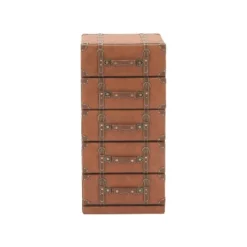 Traditional Faux Leather 5 Drawer Chest Camel Brown - Olivia & May -Olivia & May GUEST 4d74cf20 7fdc 4557 a837 8f33a8fc07d3