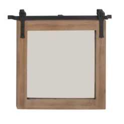 Wood Wall Mirror With Metal Hanging Rod Brown - Olivia & May -Olivia & May GUEST 4d9a2f74 f872 4d83 8a75 4032e08194eb