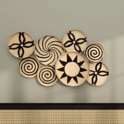 Metal Plate Wall Decor With Black Patterns Brown - Olivia & May -Olivia & May GUEST 4dcec222 0dbc 4114 851e 9285c24107c2