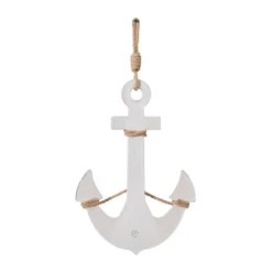 Wooden Anchor Wall Decor With Hanging Rope White - Olivia & May -Olivia & May GUEST 4e0f531f 20a5 444c 9711 7946dcfa3f28