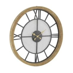 Vintage Wood Wall Clock Brown - Olivia & May -Olivia & May GUEST 4e3c8e60 be13 41d1 97c4 a41af8e303f1