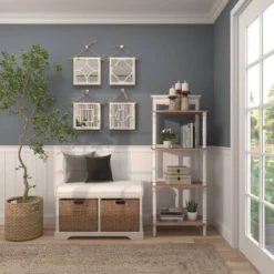 Wood Carved Designs Wall Mirror With Rope Hanger Set Of 4 White - Olivia & May -Olivia & May GUEST 4e428516 43df 4862 93a4 31a6707c3af5