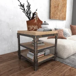 Industrial 3 Tier Side Table Brown - Olivia & May -Olivia & May GUEST 4e52fb32 61d5 4ff9 890c 873d69f74fe2