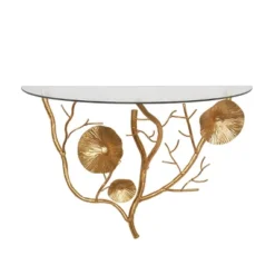 16"x24" Metal Floral Branch Wall Shelf With Glass Top - Olivia & May -Olivia & May GUEST 4e783fb1 bd74 408a 8af7 3b850d57e025