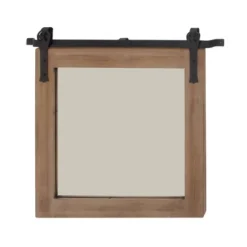 Wood Wall Mirror With Metal Hanging Rod Brown - Olivia & May -Olivia & May GUEST 4e912022 cd7b 4f7f ba4f b88e8816b63b