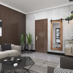 Wood Wall Mirror With Metal Hanging Rod Brown - Olivia & May -Olivia & May GUEST 4ebc3a93 22a5 4ba3 817c 877f0e97ad15