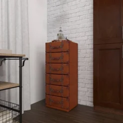 Traditional Faux Leather 6 Drawer Chest Camel Brown - Olivia & May -Olivia & May GUEST 4f128822 b710 436e b787 8e74277e1bd9