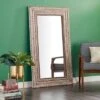 Wood Floral Intricately Carved Wall Mirror Brown - Olivia & May