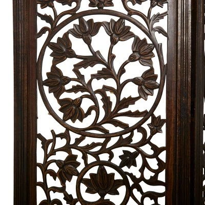 Traditional Wood Irregular Room Divider Screen Brown - Olivia & May 9 Traditional Wood Irregular Room Divider Screen Brown - Olivia & May - Image 7