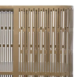 Olivia & May Metal Art Deco Inspired 1 Shelf Console Table With Black Glass Top Gold