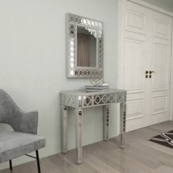 Set Of 2 Glam Wood Console Tables Gray - Olivia & May -Olivia & May GUEST 4fc1ac0b 1a5a 461d a400 fba3fcd9a361