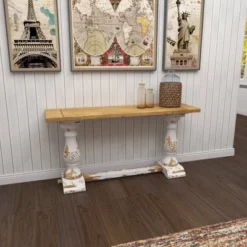 Vintage Wood Console Table White - Olivia & May -Olivia & May GUEST 4fcb0d5a aabe 4cfe 8e26 2c4bda8b8238
