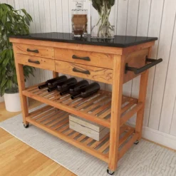 Coastal Wood Kitchen Cart Brown - Olivia & May -Olivia & May GUEST 4fec09e0 0978 4d0e af43 65cccb01d60d