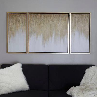 Set Of 3 Canvas Geode Ombre Framed Wall Arts With Gold Frame - Olivia & May 5 Set Of 3 Canvas Geode Ombre Framed Wall Arts With Gold Frame - Olivia & May - Image 3