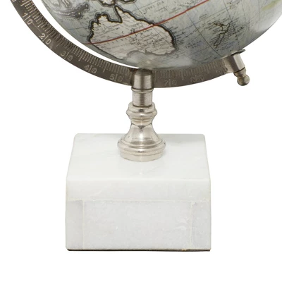 13" X 9" Contemporary Decorative Globe With Iron And Ceramic Stand White - Olivia & May 6 13" X 9" Contemporary Decorative Globe With Iron And Ceramic Stand White - Olivia & May - Image 4