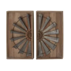 Wood Windmill Wall Decor With Wood Backing Set Of 2 Gray - Olivia & May -Olivia & May GUEST 50861dcf aa07 460c 8a1d bfcdee79724c