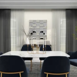 Glam Wood Geometric Wall Mirror Silver - Olivia & May -Olivia & May GUEST 5095aa90 7048 4952 a50b 2d100ce19142