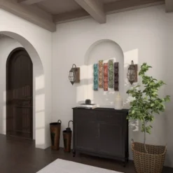 Metal Abstract 5 Wavy Panels Wall Decor With Embossed Details - Olivia & May -Olivia & May GUEST 50be061a e365 4bae bd0c fba3389c3c9b