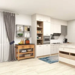 Coastal Wood Kitchen Cart Brown - Olivia & May -Olivia & May GUEST 50df43d7 f345 4a60 a57e c01b8d90998b