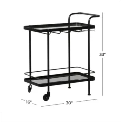 Contemporary Metal Bar Cart Black - Olivia & May -Olivia & May GUEST 511f6251 73a4 4305 9bd7 8a5f699edcc1