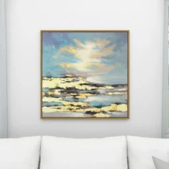 Canvas Geode Landscape Framed Wall Art With Gold Frame Blue - Olivia & May -Olivia & May GUEST 514c6b7f 7671 4dc4 a099 1332a65bd998