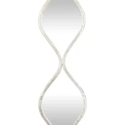 Metal Slim Stacked Chain 5 Layer Wall Mirror With Tear Drop Pattern And Foil Detailing Silver - Olivia & May -Olivia & May GUEST 515b2c93 b39b 4e63 92ac 4f9a7a435304